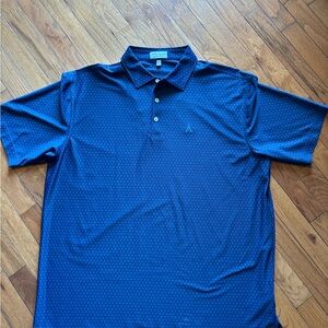 Peter Millar Summer Comfort Polo Shirt Mens XL Blue Golf All Over Print